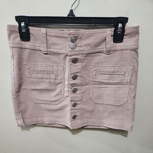 We The Free People Pale Pink Corduroy Button Front Y2K 90s Mini Skirt Size 25
